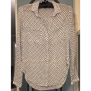 Cloth and Stone Diamond Print Blouse Long‎ Sleeve Button Down Casual Top M